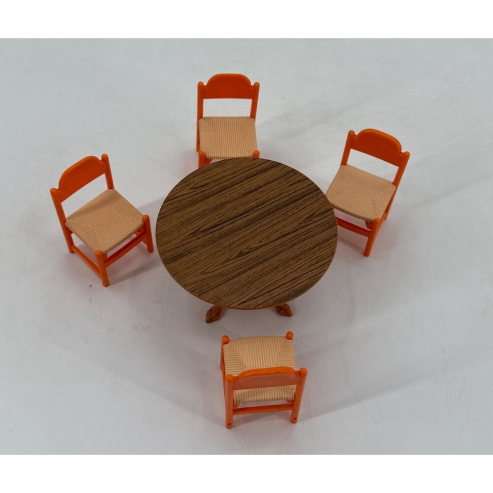 Vintage Tomy Dollhouse Furntire Table & 4 Chairs Set Smaller Homes